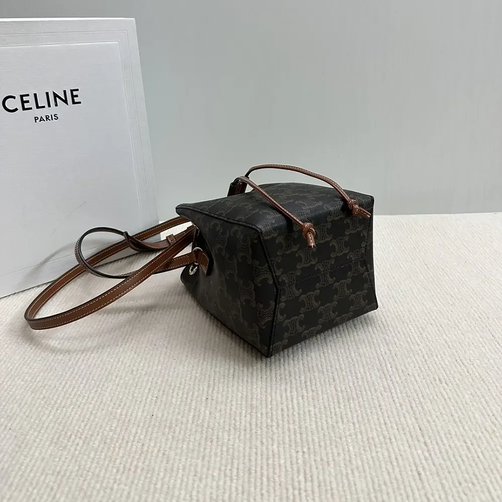 Celine Micro Sailor in Triomphe Canvas and Calfskin for Women in Brown