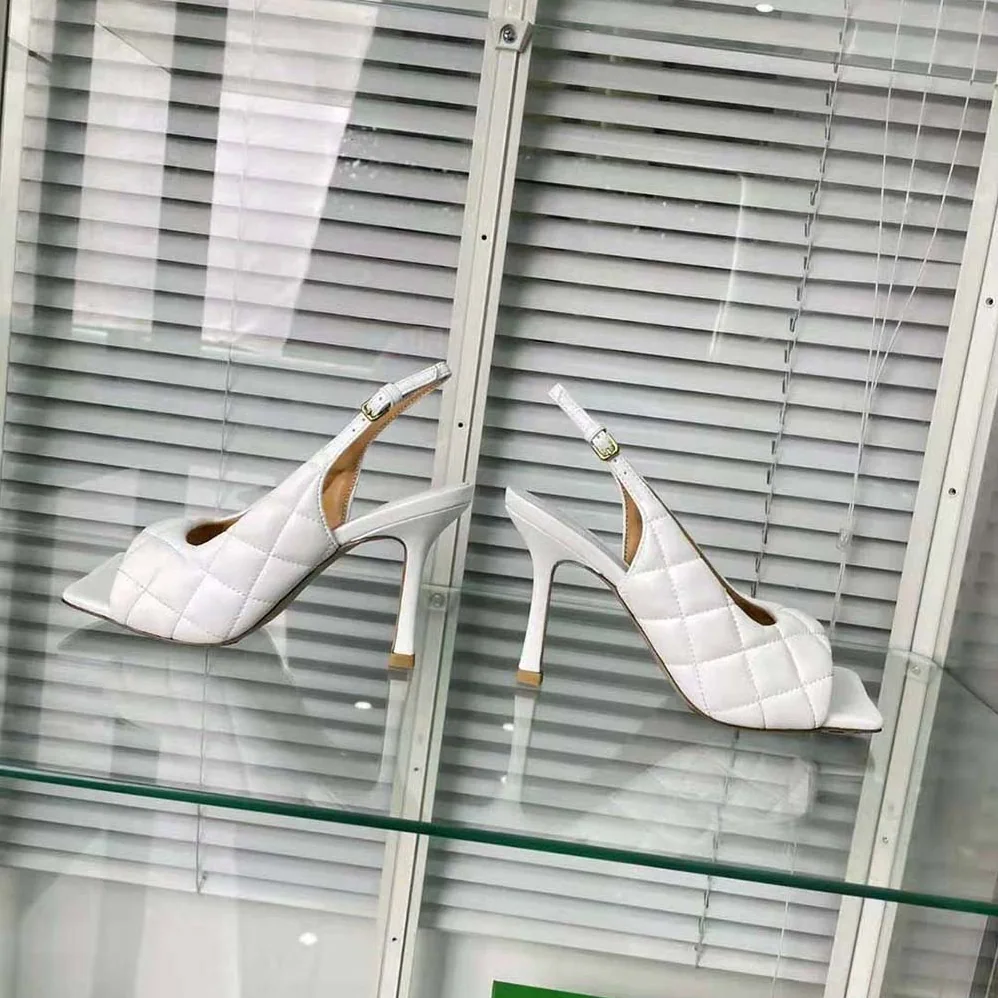 Bottega Veneta Padded Slingback Sandal in 9 cm Heel Height for Women in White