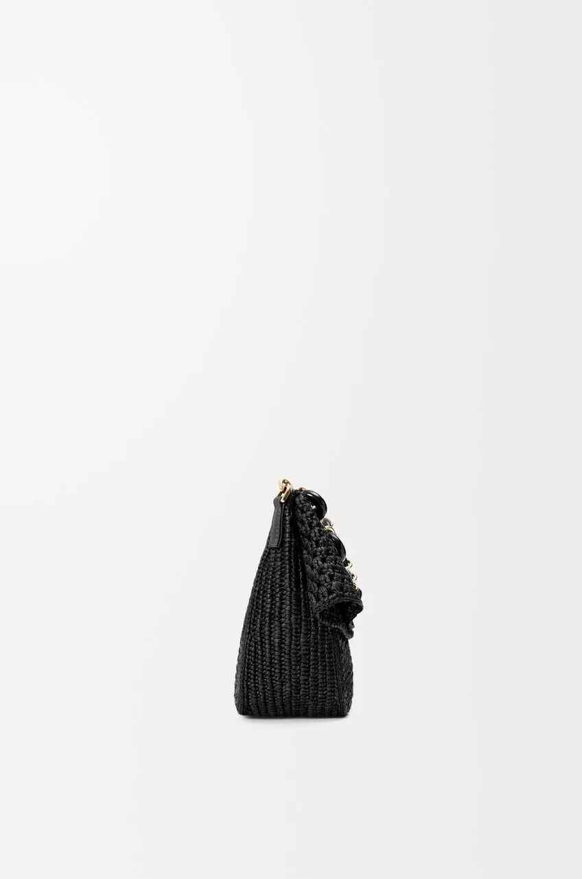 Loewe Medium Ola Bag In Raffia Black / AP22P22X02 Loewe Medium Ola Bag In Raffia Black / AP22P22X02