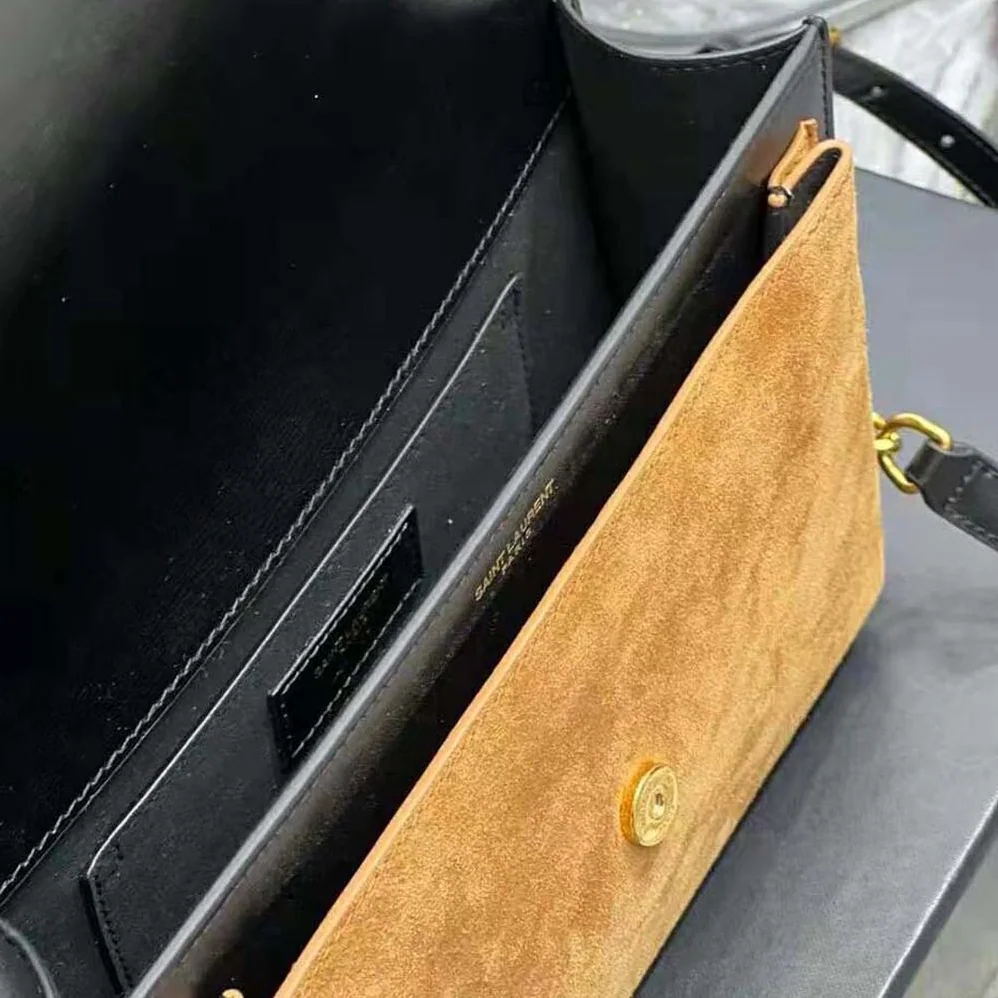 Saint Laurent YSL Medium Sunset Satchel in Shiny Vegetable for Women in Tanned Leather