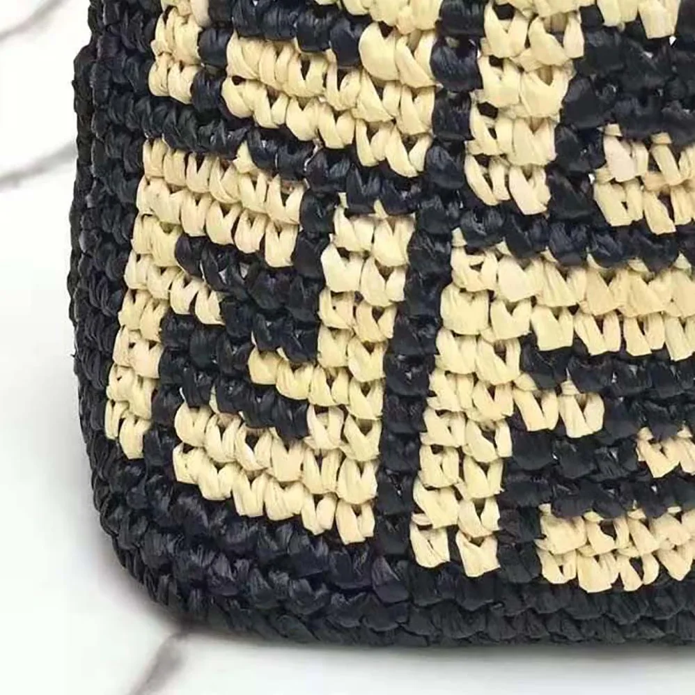 Fendi Mon Tresor Raffia Mini-Bag for Women in Black Fendi Mon Tresor Raffia Mini-Bag for Women in Black