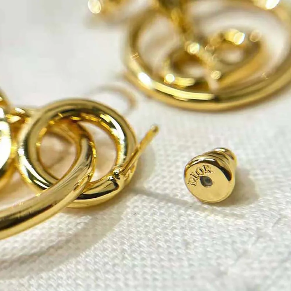 Dior CD Navy Earrings Gold for Women in Finish Metal Dior CD Navy Earrings Gold for Women in Finish Metal