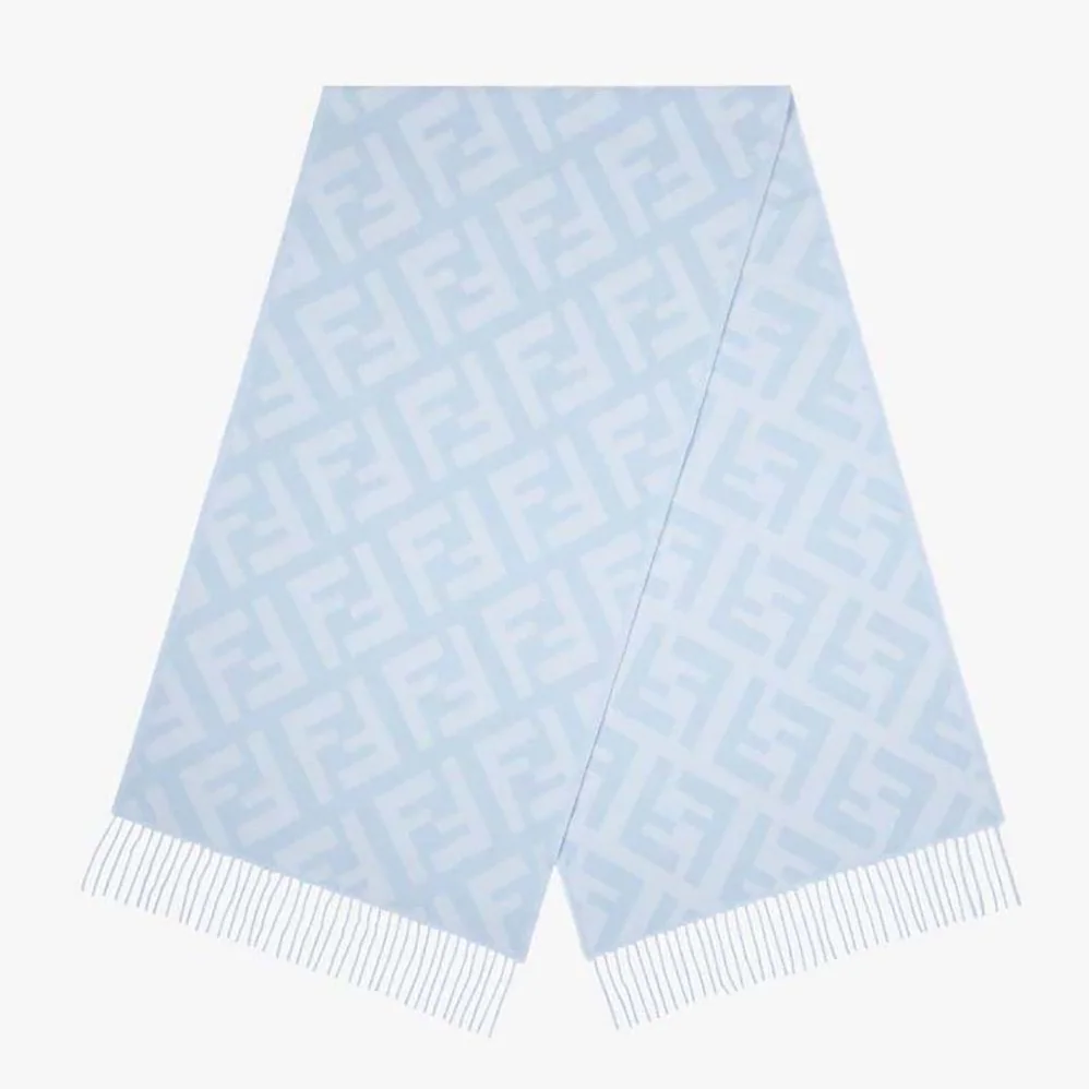 Fendi FF Scarf Light Blue Cashmere Scarf for Women Fendi FF Scarf Light Blue Cashmere Scarf for Women