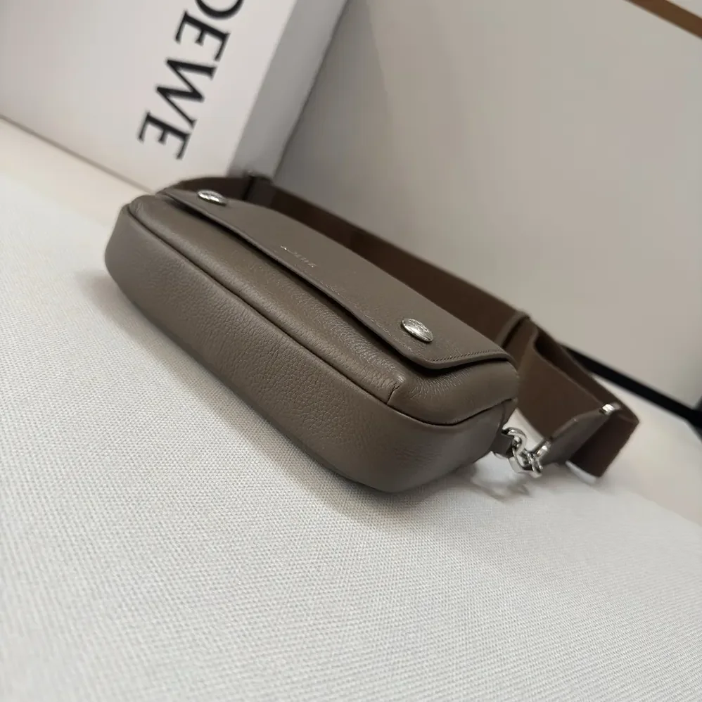 Loewe Small Pebble Messenger Bag in Supple Grained Calfskin for Unisex in Brown