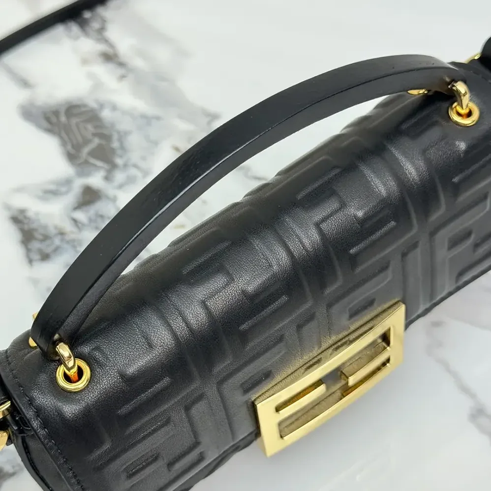 Fendi Baguette Phone Pouch Black Nappa Leather Pouch for Women Fendi Baguette Phone Pouch Black Nappa Leather Pouch for Women