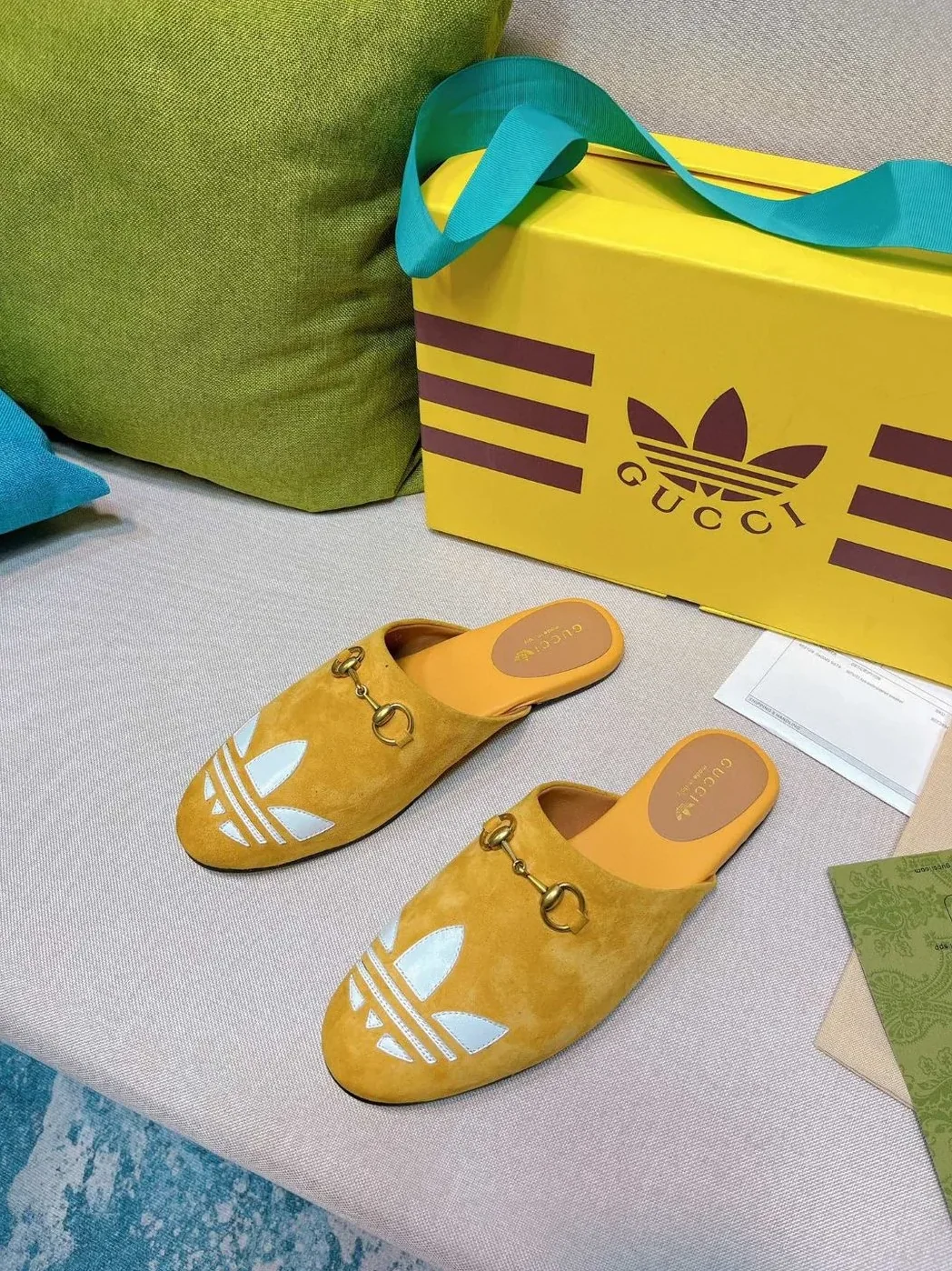 Gucci x Adidas GG Trefoil Slipper Yellow for Women Gucci x Adidas GG Trefoil Slipper Yellow for Women