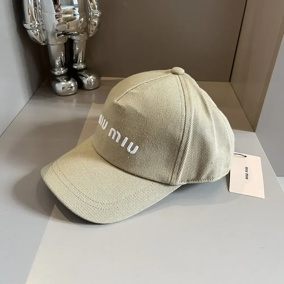 Miu Miu Drill Baseball Cap-Beige 5HC179_2DXI_F011P for Women