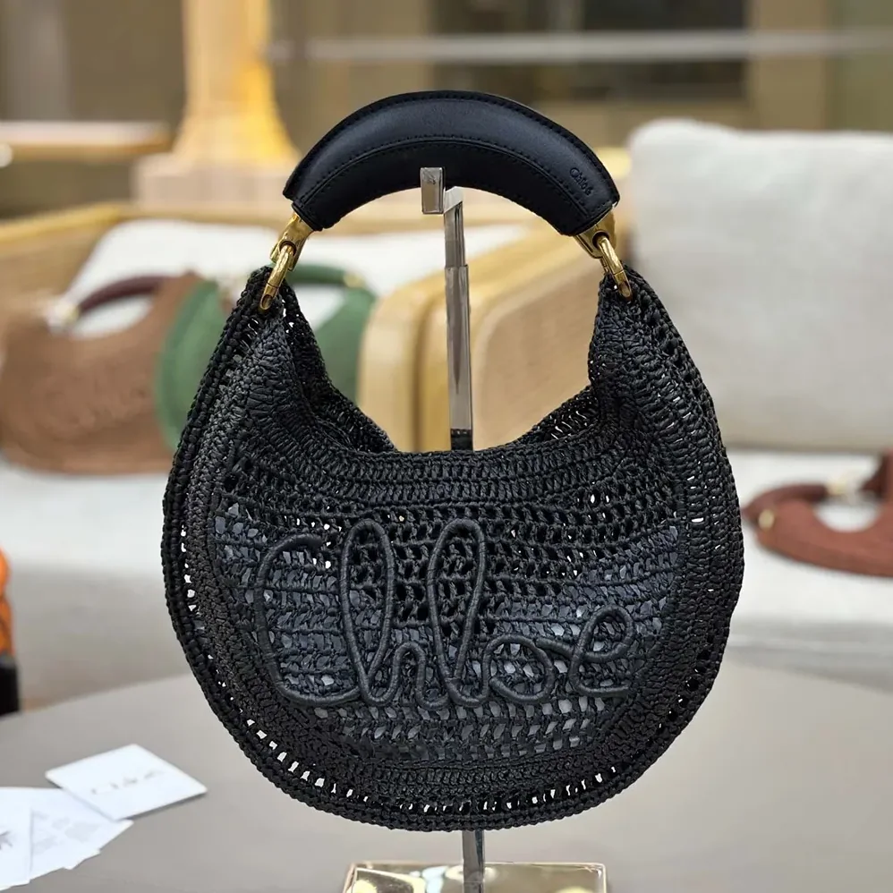 Chloe Summer Banana Hobo Bag In Raffia for Women in Black