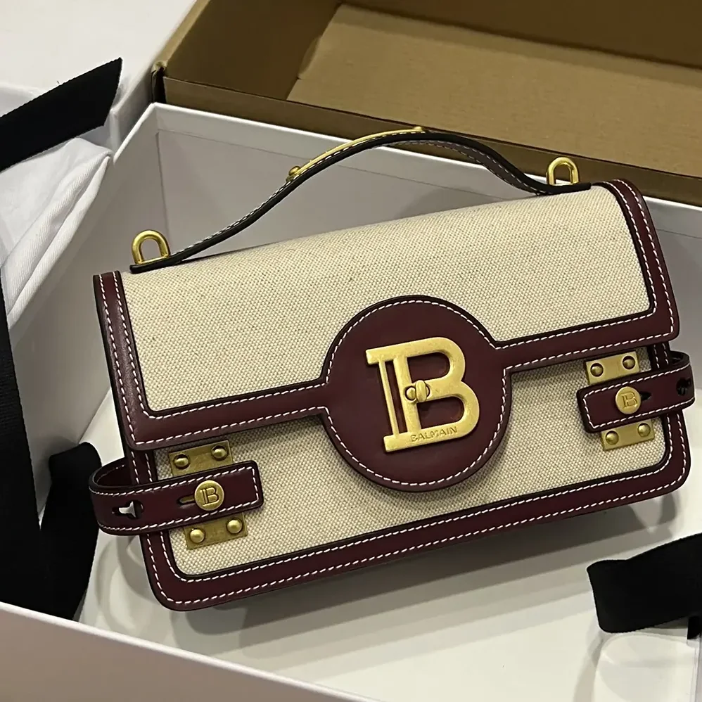 Balmain B Buzz 24 Canvas and Leather Bag for Women Balmain B Buzz 24 Canvas and Leather Bag for Women