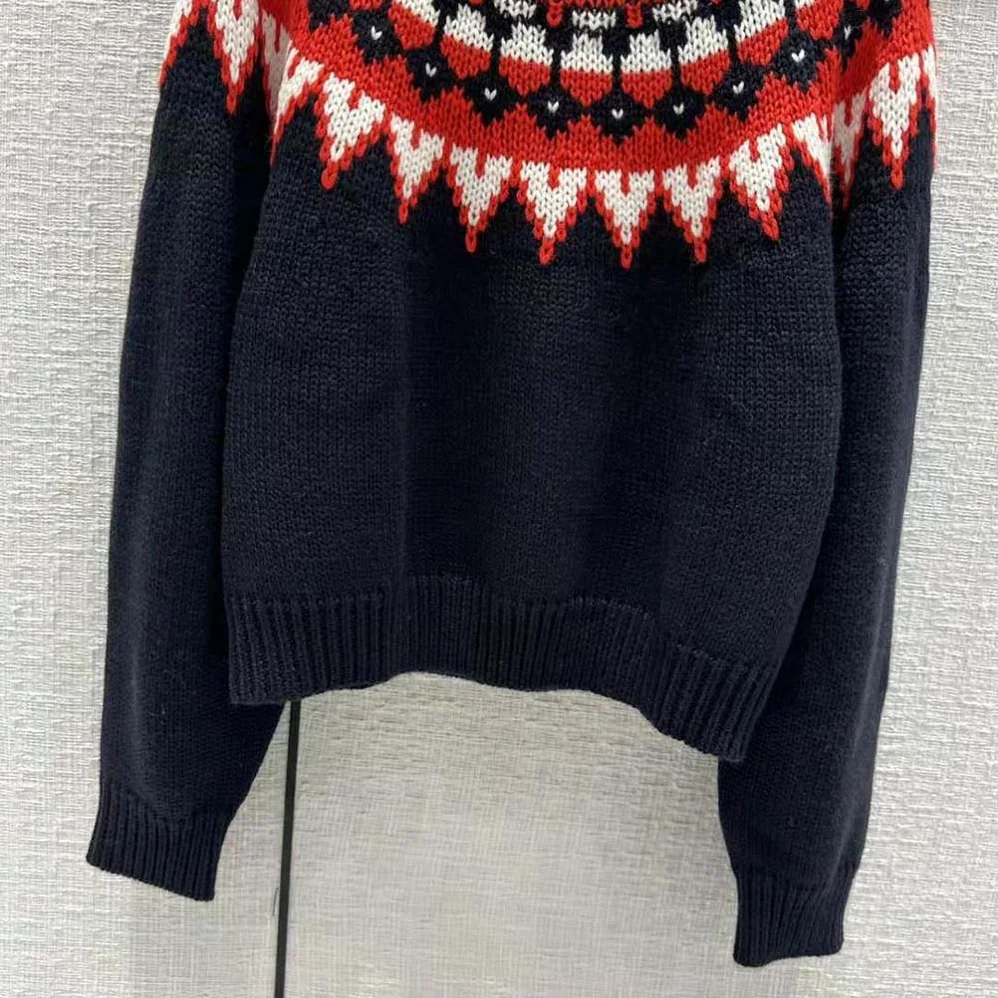 Celine High-Neck Sweater in Fair Isle Cashmere for Women Celine High-Neck Sweater in Fair Isle Cashmere for Women