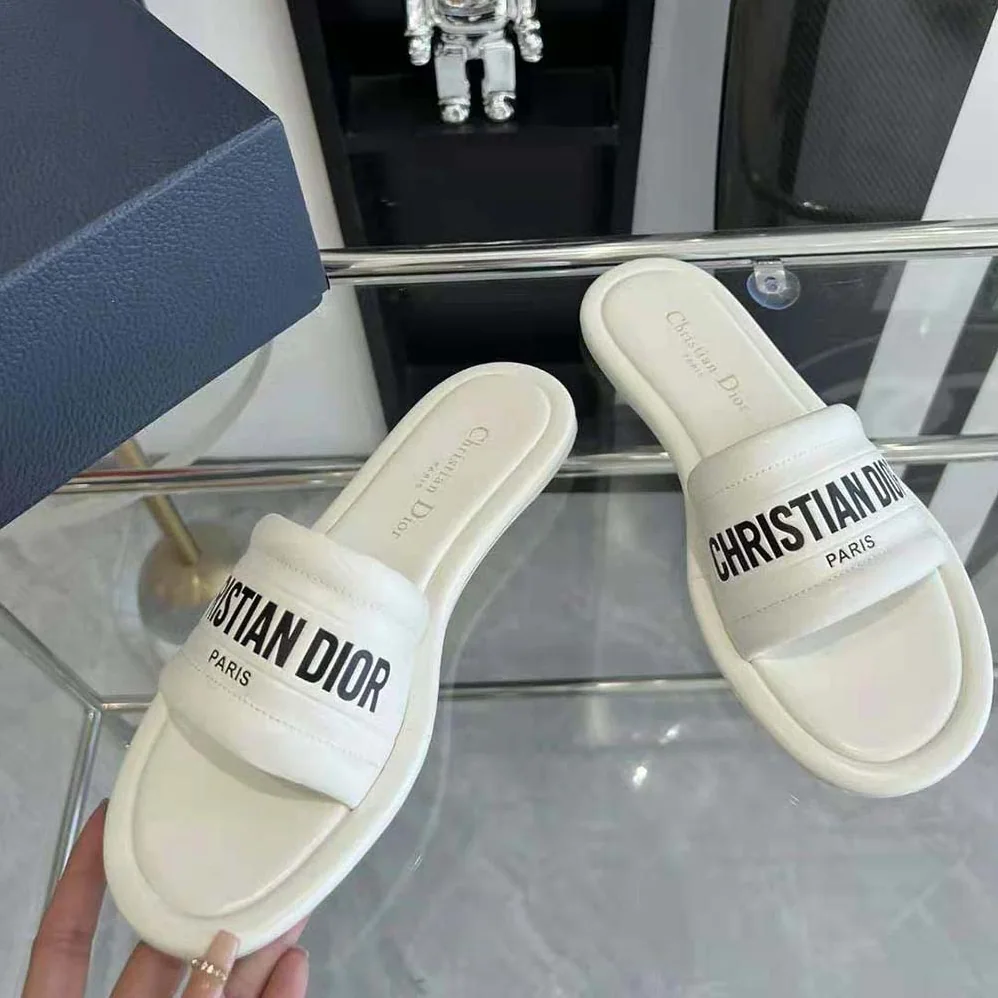 Dior Every-D Slide White Embossed Lambskin for Women Dior Every-D Slide White Embossed Lambskin for Women