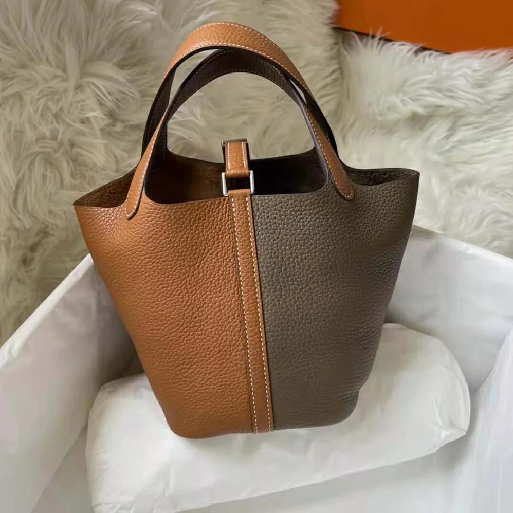Hermes Picotin Lock 22cm in Clémence leather for Women in Brown Coffee Hermes Picotin Lock 22cm in Clémence leather for Women in Brown Coffee