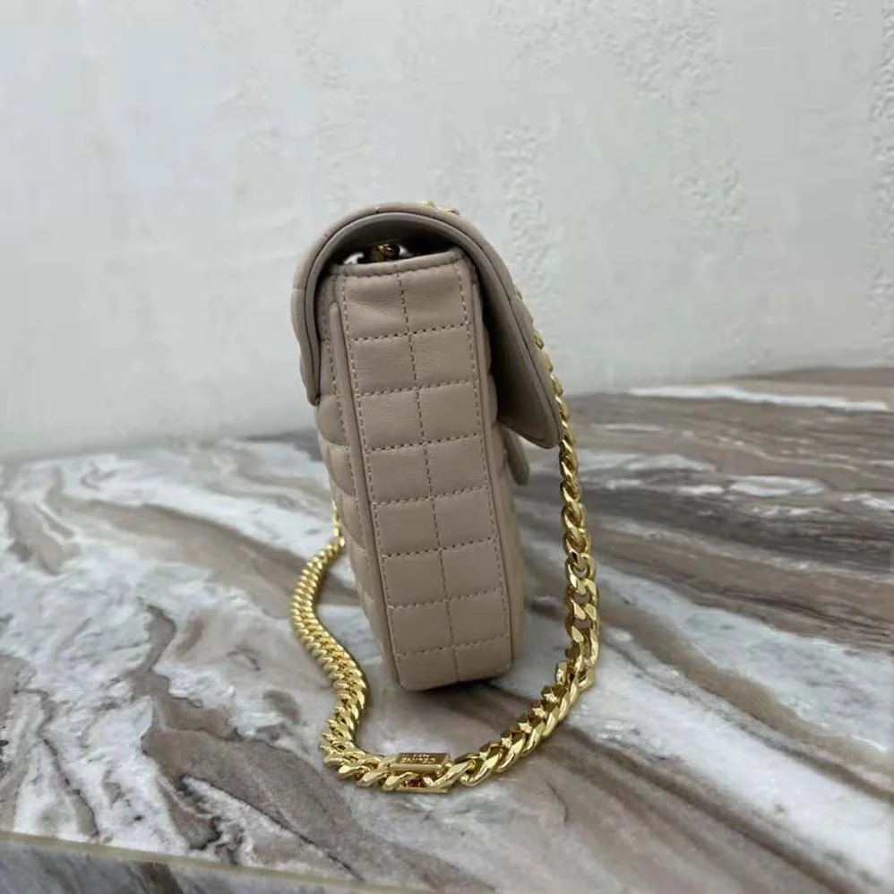 Celine Medium Chain Sulky Bag in Quilted Lambskin for Women in Sandy Celine Medium Chain Sulky Bag in Quilted Lambskin for Women in Sandy