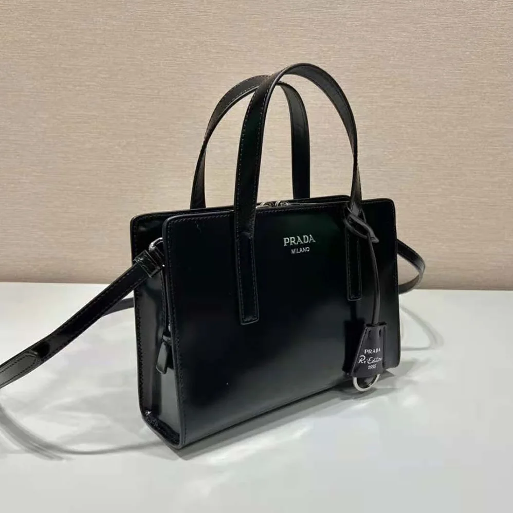Prada Re-Edition 1995 Brushed-Leather Mini Handbag for Women in Black