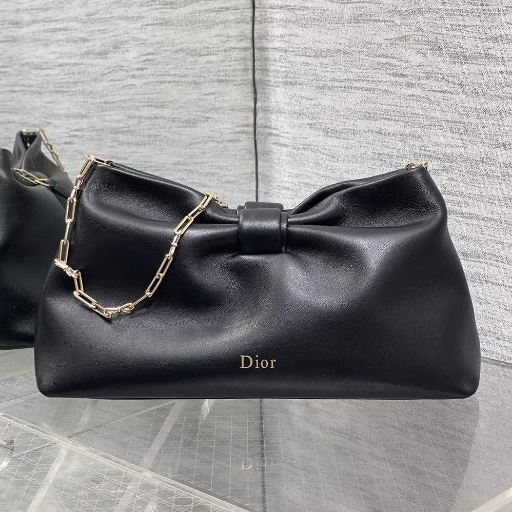 Dior Medium Dior Bow Bag Black Lambskin for Women