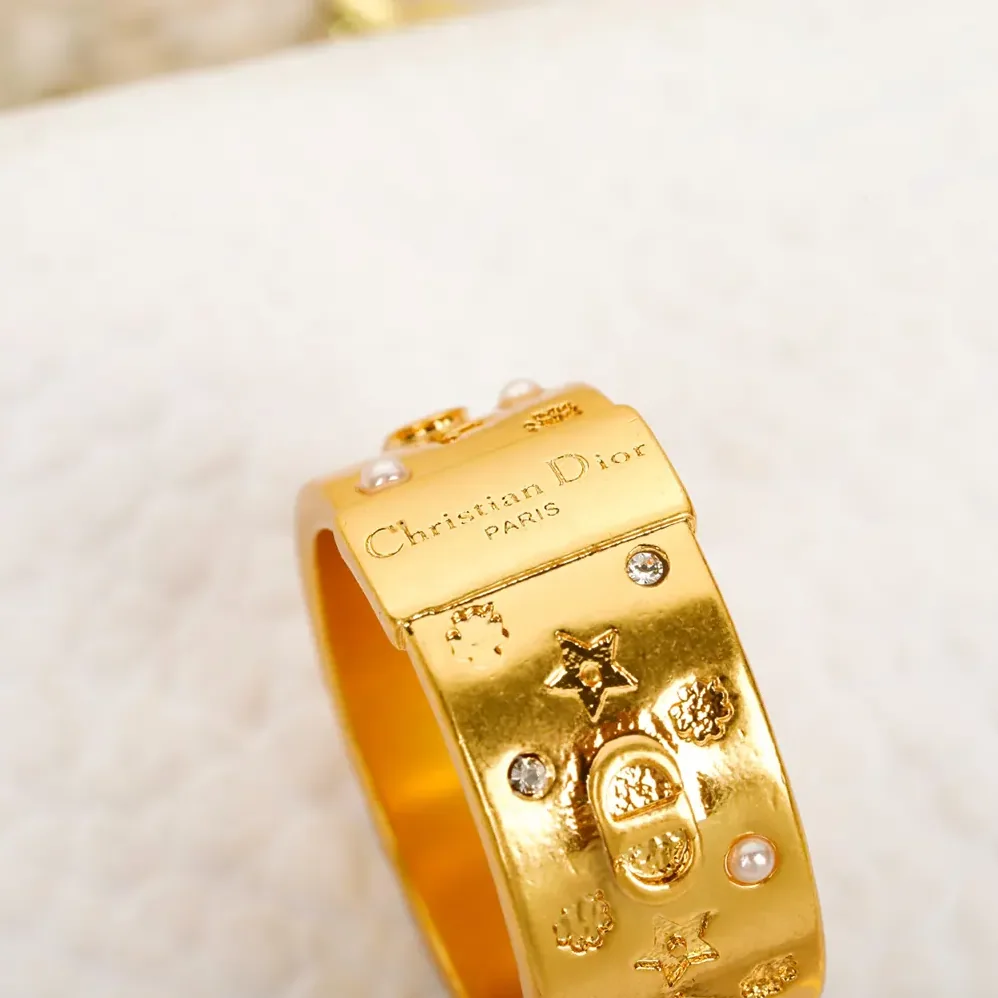 Dior Céleste Ring Gold-Finish Metal with White Resin Pearls and Silver for Women in Tone Crystals