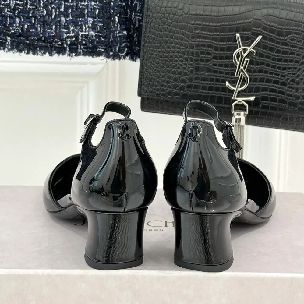 Jimmy Choo Pixie Block Heel 45 Black Patent Leather Pumps for Women Jimmy Choo Pixie Block Heel 45 Black Patent Leather Pumps for Women