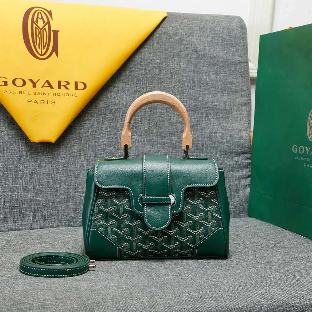 Goyard Sac Saïgon Souple Mini in Toile Goyardine & Chevroches Calfskin for Women in Green Goyard Sac Saïgon Souple Mini in Toile Goyardine & Chevroches Calfskin for Women in Green