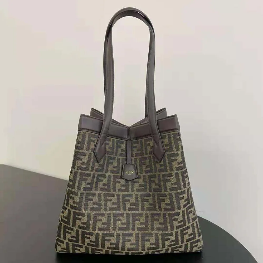 Fendi Origami Large Brown FF Jacquard Fabric Bag that can be Transformed for Women Fendi Origami Large Brown FF Jacquard Fabric Bag that can be Transformed for Women
