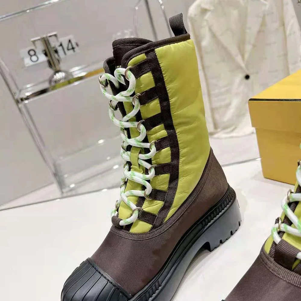 Fendi Domino Acid Green Nylon Biker Boots for Women Fendi Domino Acid Green Nylon Biker Boots for Women