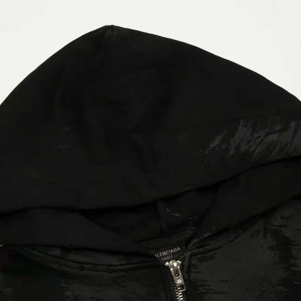 Balenciaga Heavy Metal Zip-Up Hoodie Small Fit in Black Curly Fleece for Women Balenciaga Heavy Metal Zip-Up Hoodie Small Fit in Black Curly Fleece for Women