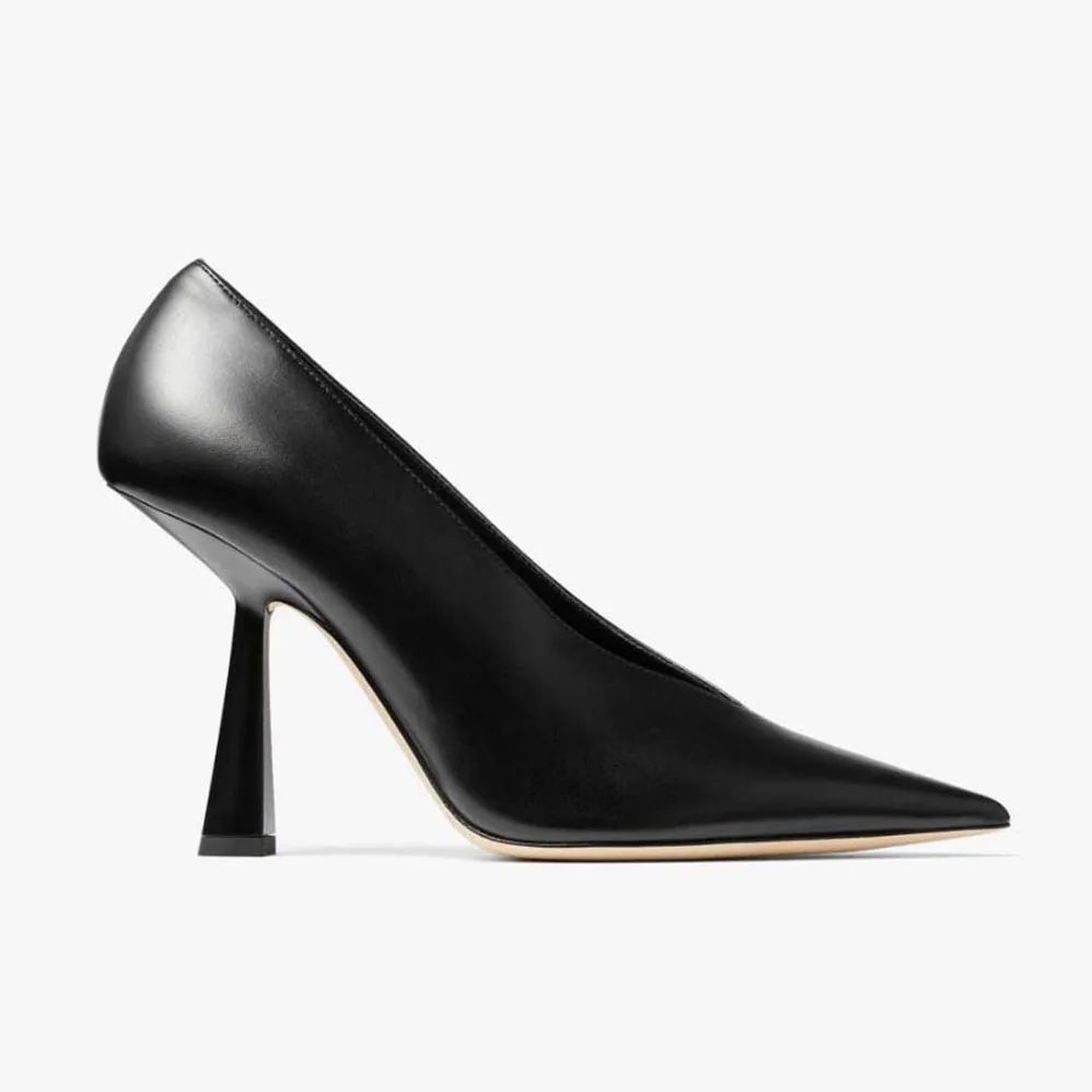 Jimmy Choo Maryanne 100 Black Calf Leather Pointed for Women in Toe Pumps