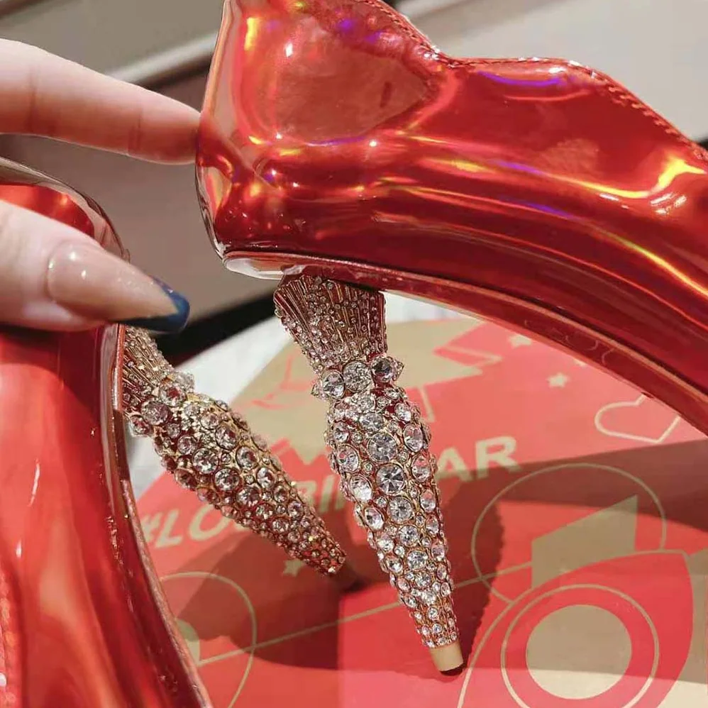 Christian Louboutin Lipstrass Pump 100 mm Heel Height for Women in Red Christian Louboutin Lipstrass Pump 100 mm Heel Height for Women in Red