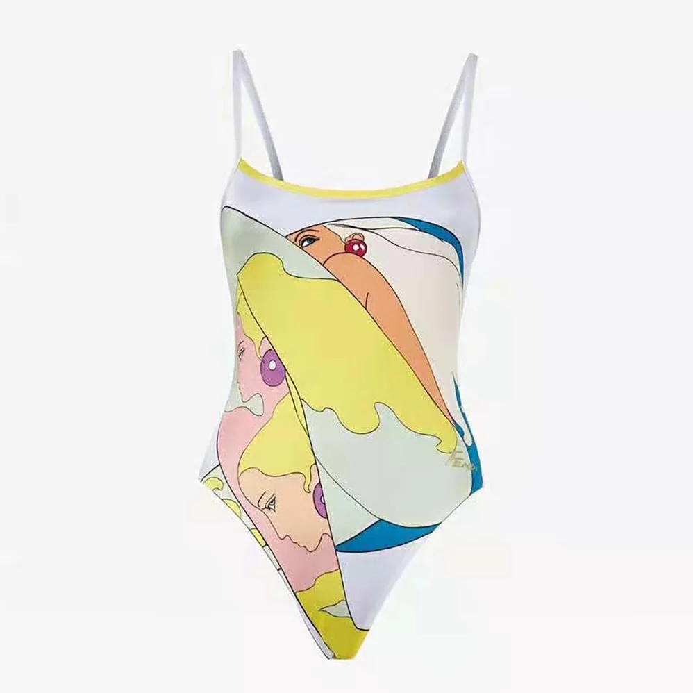 Fendi Swimsuit Multicolor Lycra Swimsuit for Women in White