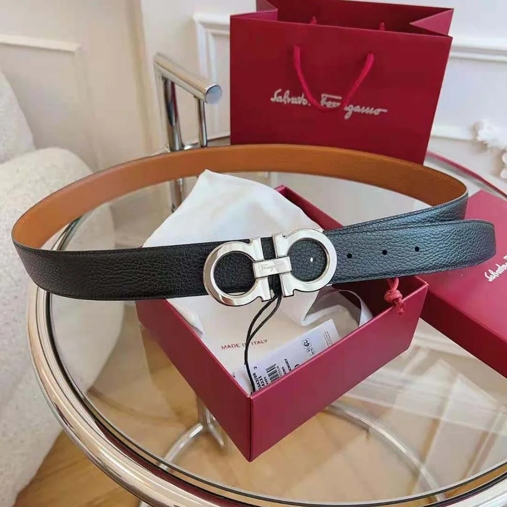 Salvatore Ferragamo Reversible and Adjustable Gancini Belt for Men in Brown