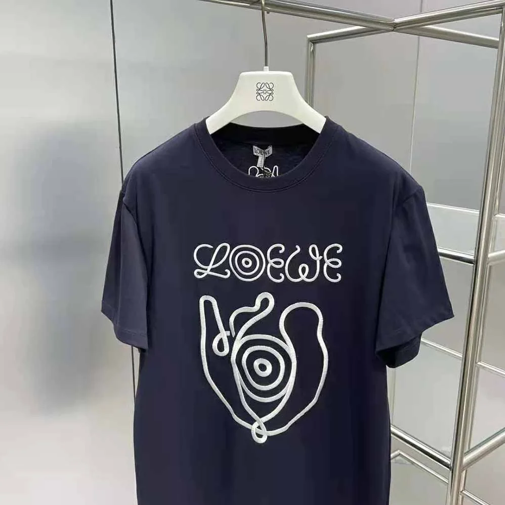 Loewe Embroidered T-shirt in Organic Cotton for Men in Black