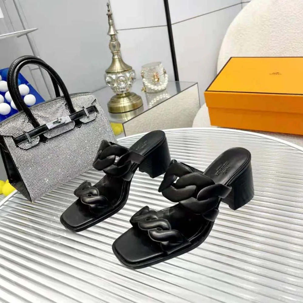 Hermes Gaby 60 Sandal in 6 cm High Heel for Women in Black