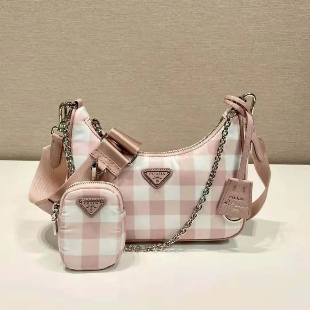 Prada Re-Edition 2005 Printed Re-Nylon Bag for Women in Pink