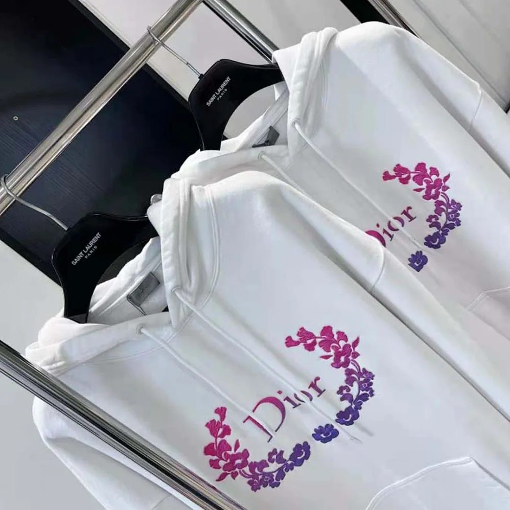 Dior Relaxed-Fit Hooded Sweatshirt White Cotton Fleece for Men Dior Relaxed-Fit Hooded Sweatshirt White Cotton Fleece for Men