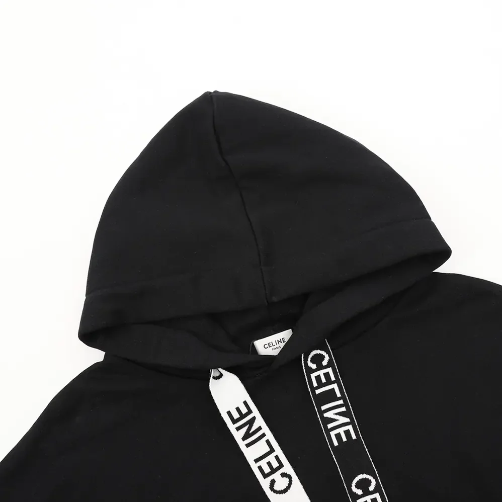 Celine Loose Hoodie in Cotton Fleece for Men in Black Celine Loose Hoodie in Cotton Fleece for Men in Black