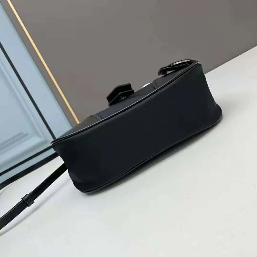 Prada Moon Re-Nylon and Leather Bag for Women in Black