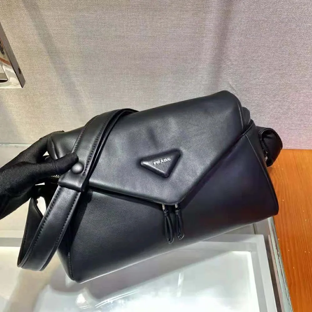 Prada Padded Nappa Leather Prada Signaux Bag for Women in Black Prada Padded Nappa Leather Prada Signaux Bag for Women in Black