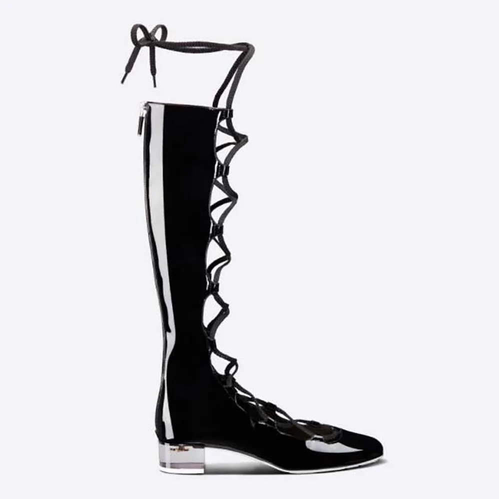 Dior Arty Lace-up Boot Black Patent Calfskin for Women