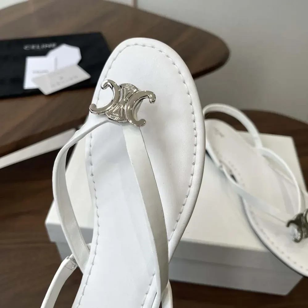 Celine Biki Sandal in Calfskin for Women in White