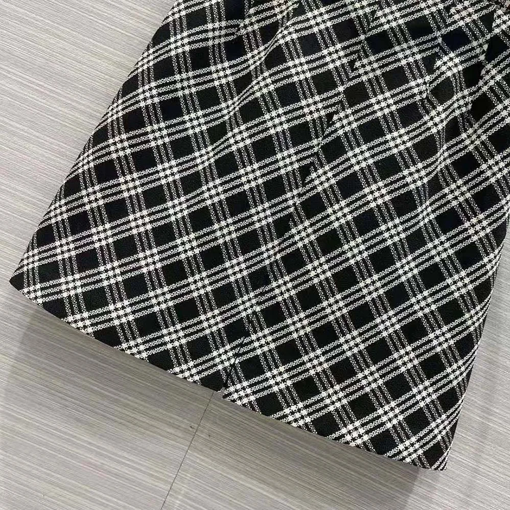 Dior Belted Short Skirt Black and White Check'N'Dior Virgin Wool for Women