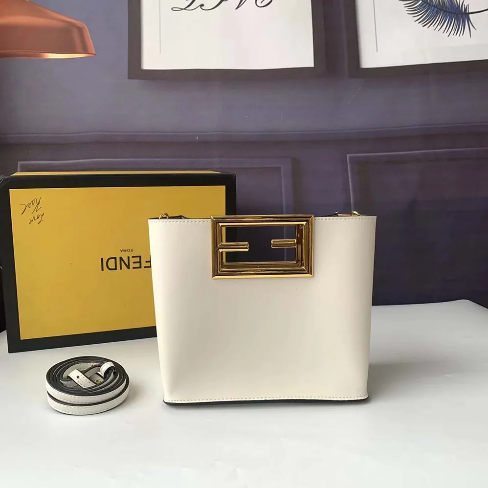 Fendi Way Small Made of Camellia-Colored Leather Bag for Women in White Fendi Way Small Made of Camellia-Colored Leather Bag for Women in White