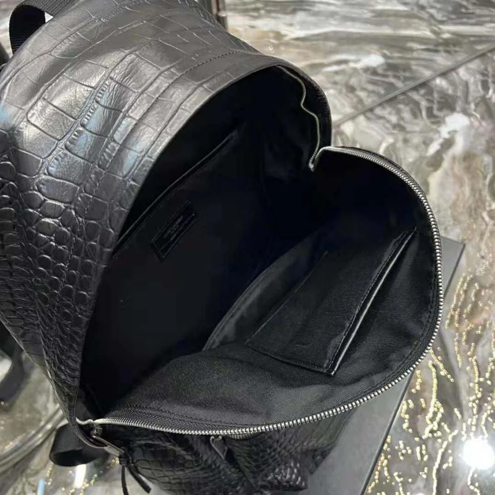 Saint Laurent YSL City Backpack in Crocodile for Women in Embossed Leather Saint Laurent YSL City Backpack in Crocodile for Women in Embossed Leather
