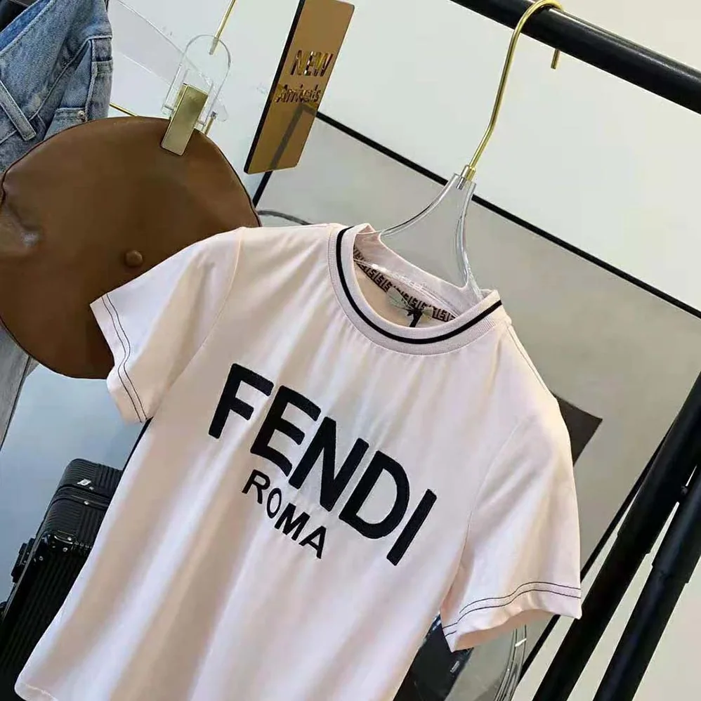 Fendi Pink Jersey T-shirt with Crew Neck and Short Sleeves for Women Fendi Pink Jersey T-shirt with Crew Neck and Short Sleeves for Women