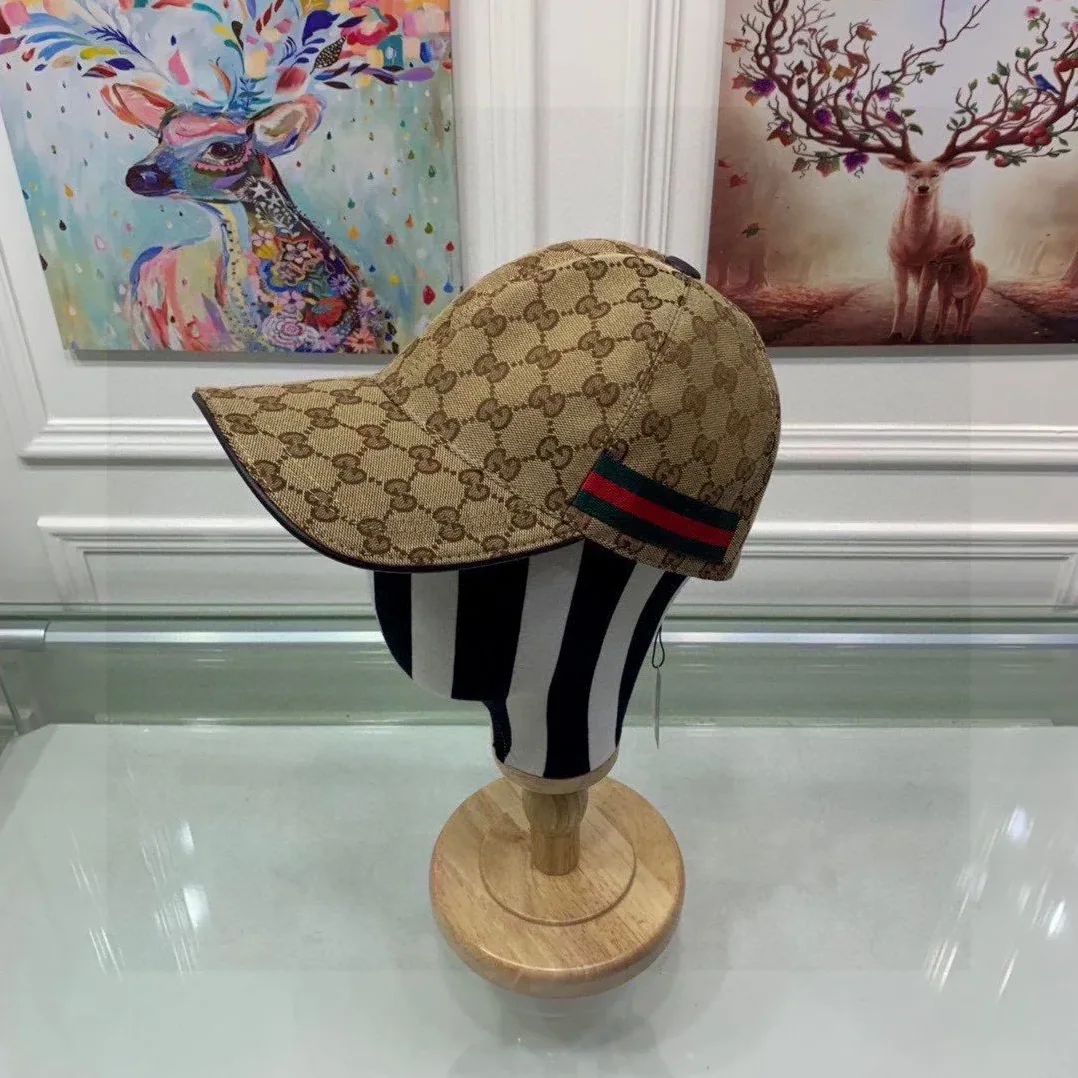 Gucci Original GG Canvas Baseball Hat With Web Beige in Ebony GG