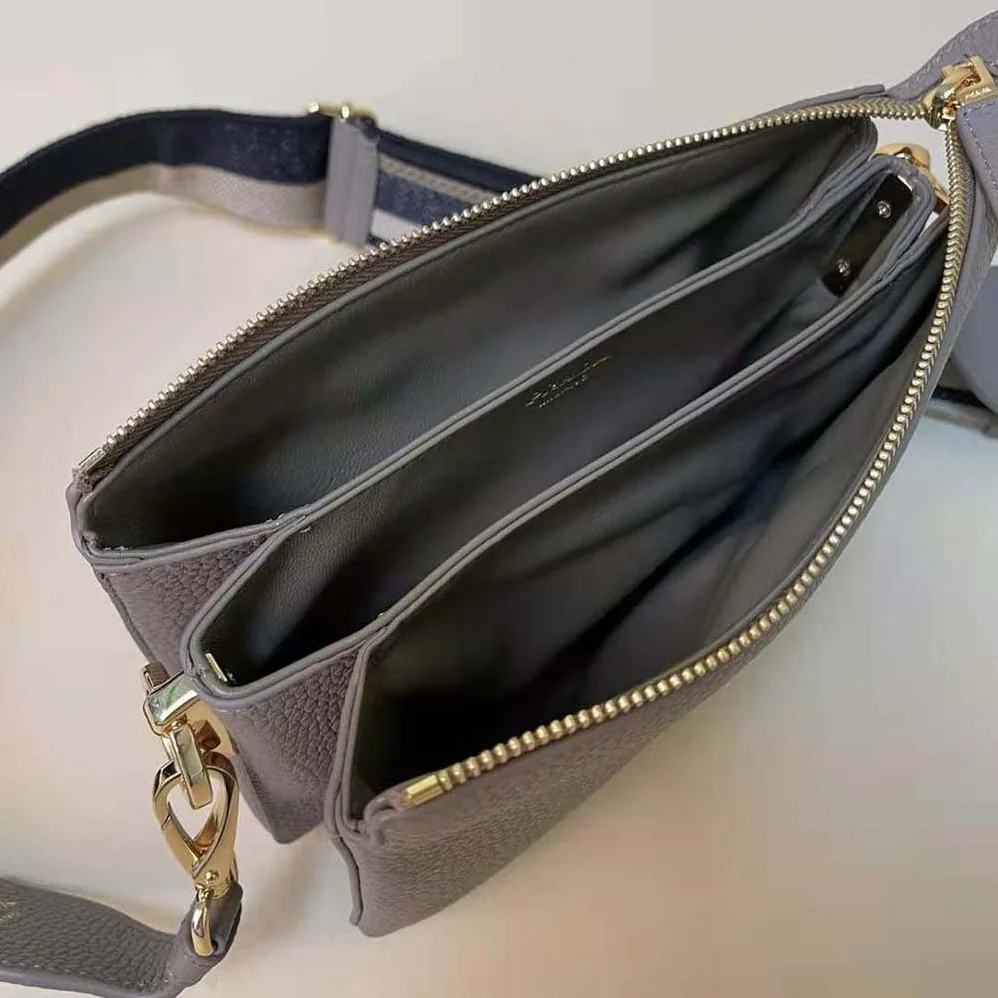 Prada Leather Shoulder Bag with Metal Lettering Logo for Women in Gray Prada Leather Shoulder Bag with Metal Lettering Logo for Women in Gray