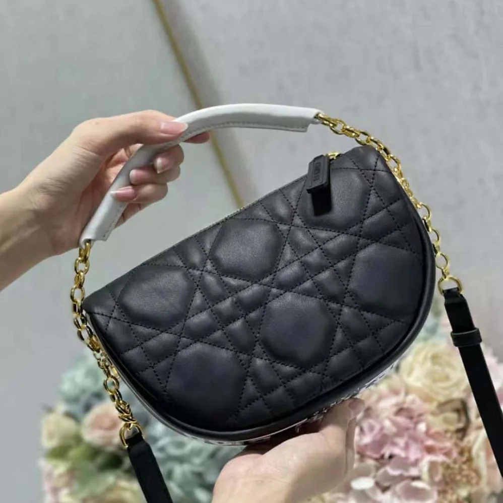 Dior Small Dior Vibe Hobo Bag Black Cannage Lambskin for Women
