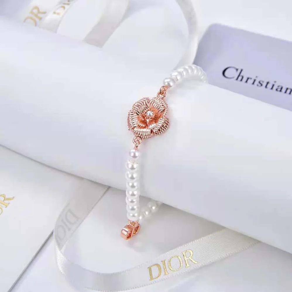 Dior D-Millefiori Bracelet Gold-Finish Metal and White Resin Pearls for Women Dior D-Millefiori Bracelet Gold-Finish Metal and White Resin Pearls for Women