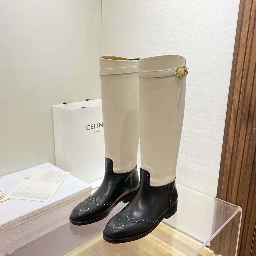 Dior Empreinte Boot Black and White Perforated Calfskin for Women