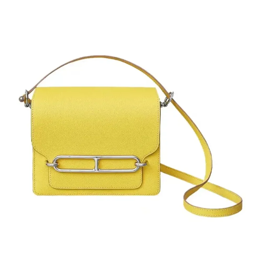 Hermes Roulis Mini Bag in Evercolor Calfskin for Women in Yellow/Gold Hermes Roulis Mini Bag in Evercolor Calfskin for Women in Yellow/Gold