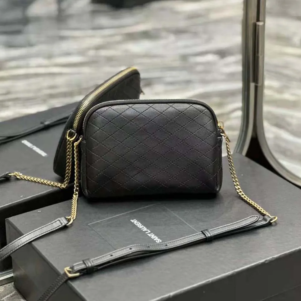 Saint Laurent YSL Gaby Zipped Pouch in Quilted Lambskin for Women in Black Saint Laurent YSL Gaby Zipped Pouch in Quilted Lambskin for Women in Black