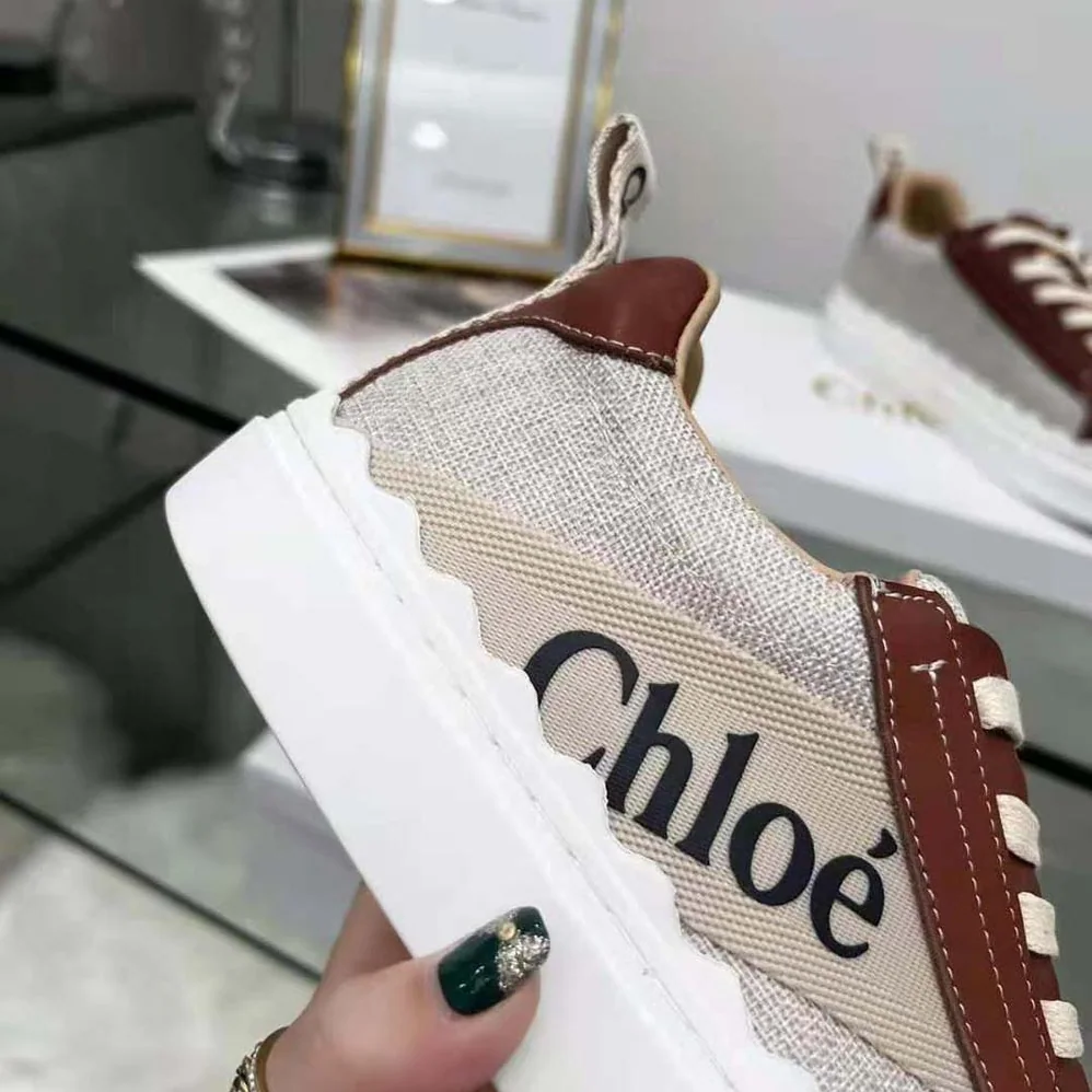 Chloe Lauren Sneaker in Leather with Canvas for Women in Brown Chloe Lauren Sneaker in Leather with Canvas for Women in Brown